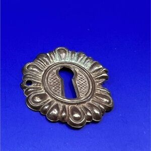 Vintage Brass Keyhole Cover Escutcheon French Countryside